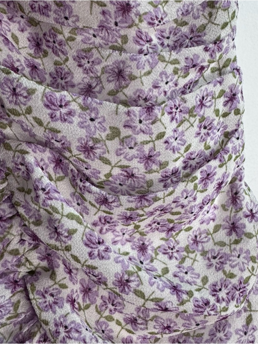 Lulu’s Lavender Floral Ruched Mini Dress Puff Sleeve Square Neck Women’s Large - Picture 5 of 9